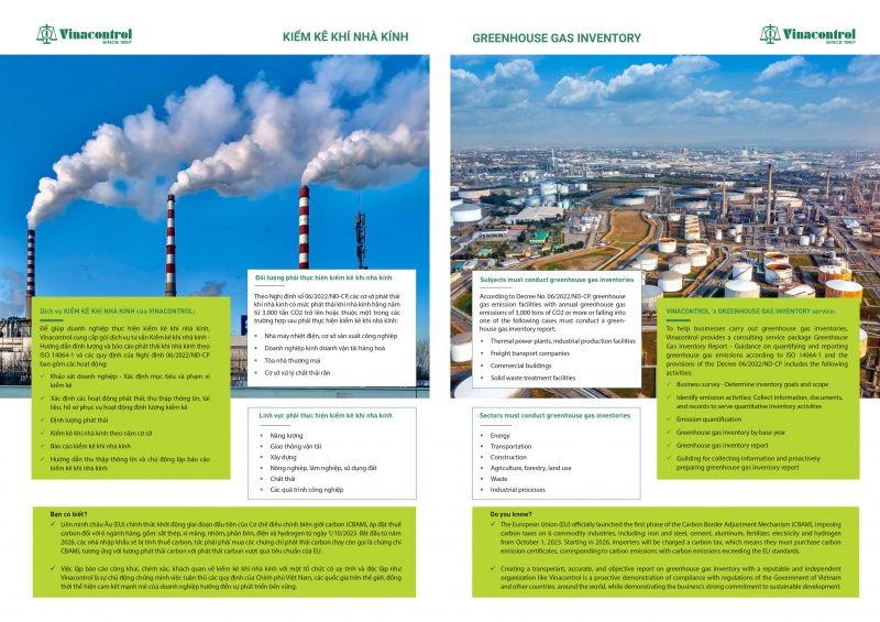 Kiểm kê khí nhà kính; Greenhouse gas inventory với Vinacontrol Kiểm kê khí nhà kính; Greenhouse gas inventory với Vinacontrol